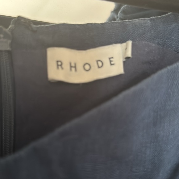 Rhode Karima Linen Puff Sleeve Navy Dress - Picture 5 of 5